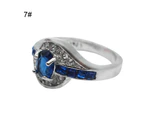 Ring Elegant Scratch Resistant Alloy Blue Rhinestone Ring for Holiday-#7