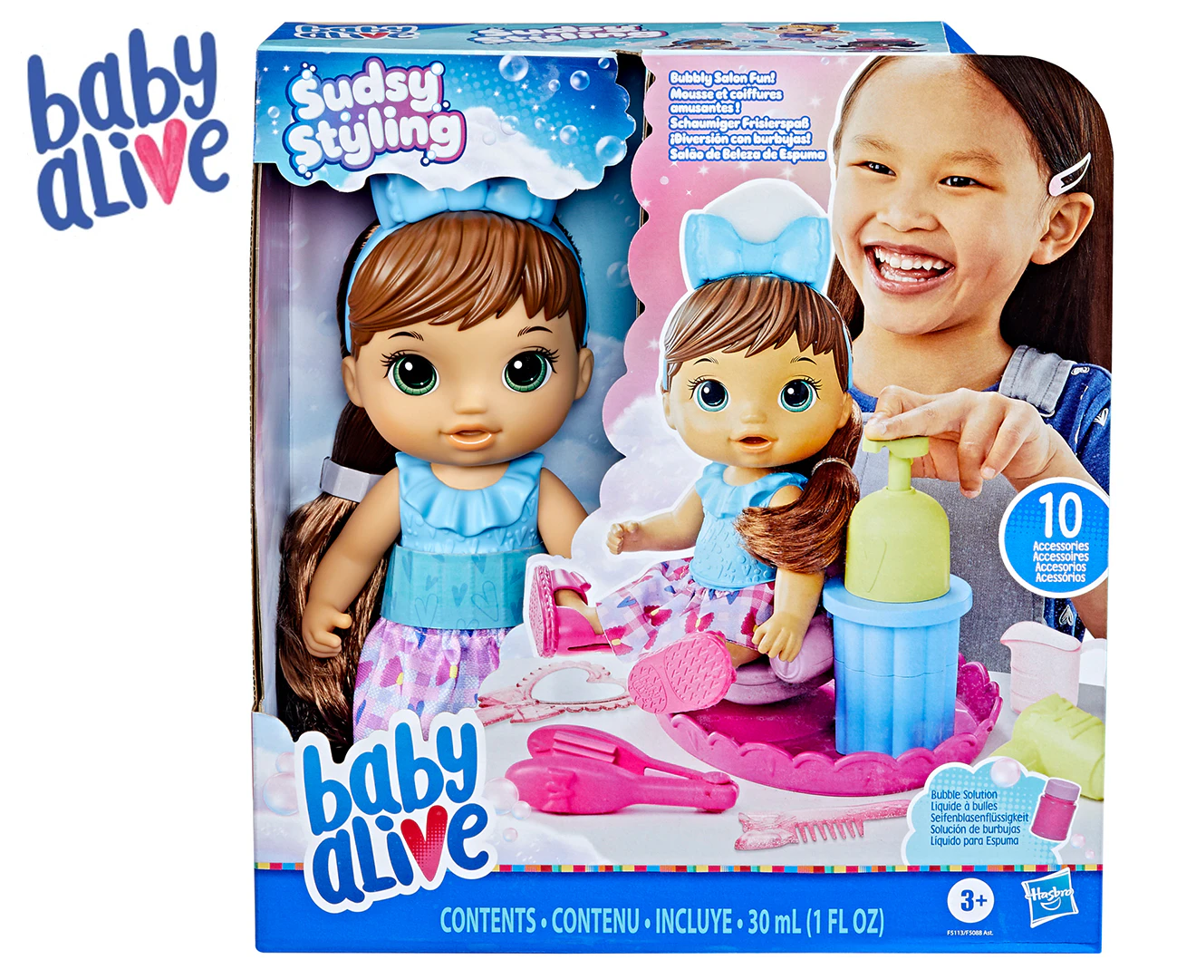 Baby Alive Sudsy Brunette Styling Doll