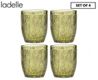 Set of 4 Ladelle 10cm Areca Glass Tumblers - Olive