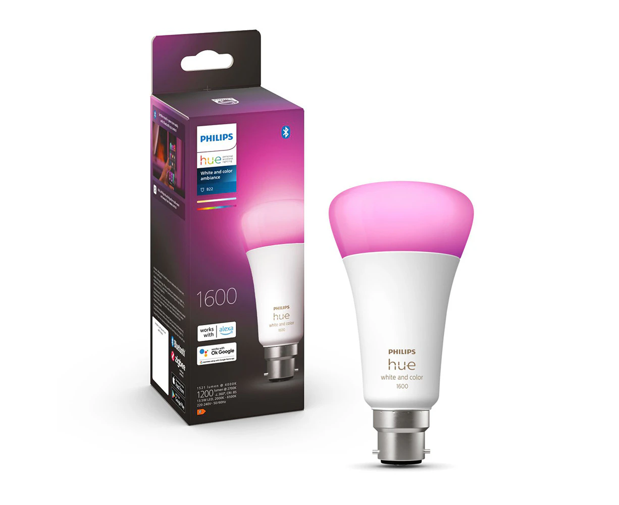 Philips Hue White/Colour Ambiance Light Bulb/Globe 15W A67 B22 w /Bluetooth