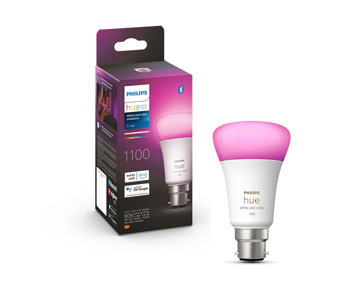 Philips Hue White/Colour Ambiance Light Globes/Bulbs 11W A60 B22 w /Bluetooth