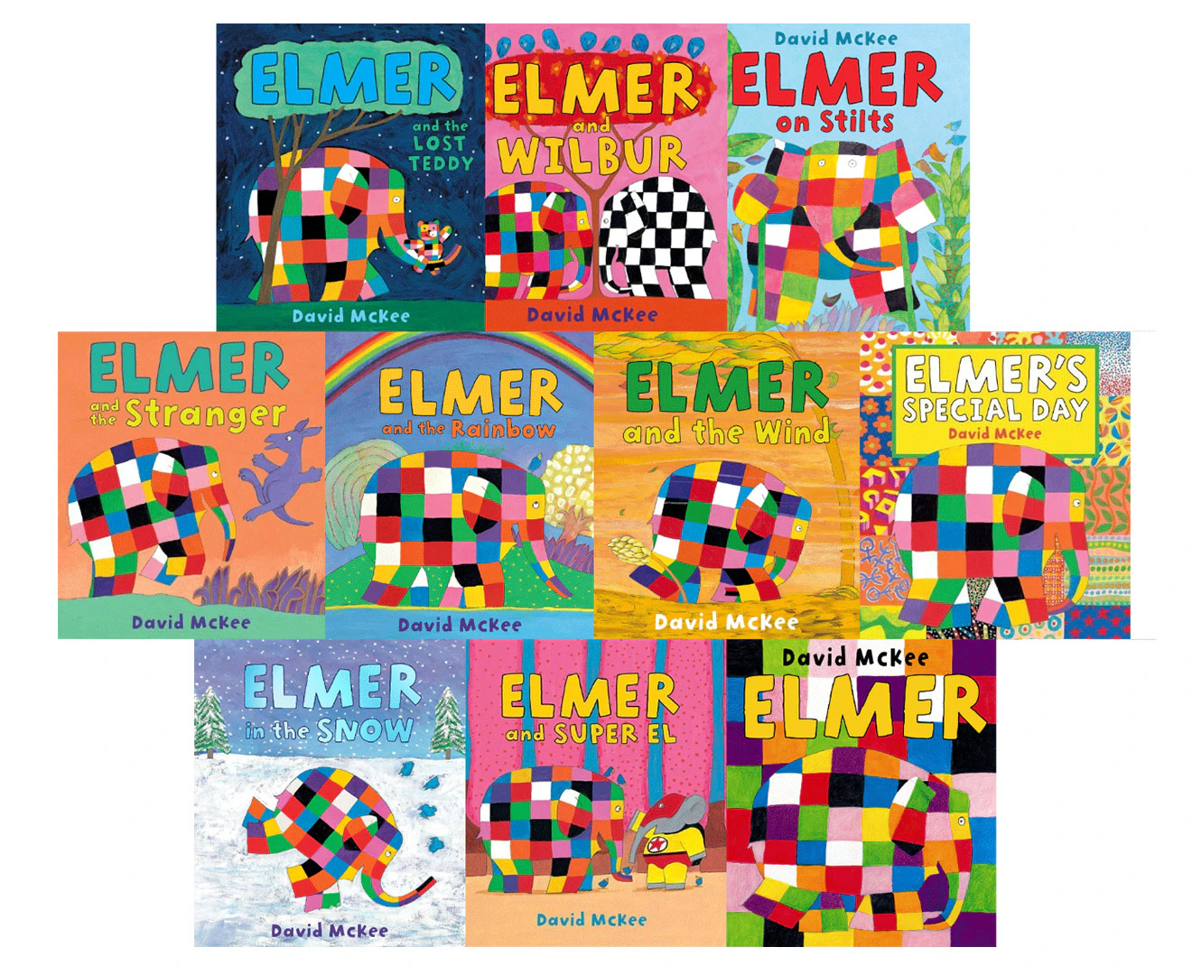 10pc Walker The Elmer Stories Kids Reading Storytelling Book Collection 3y+