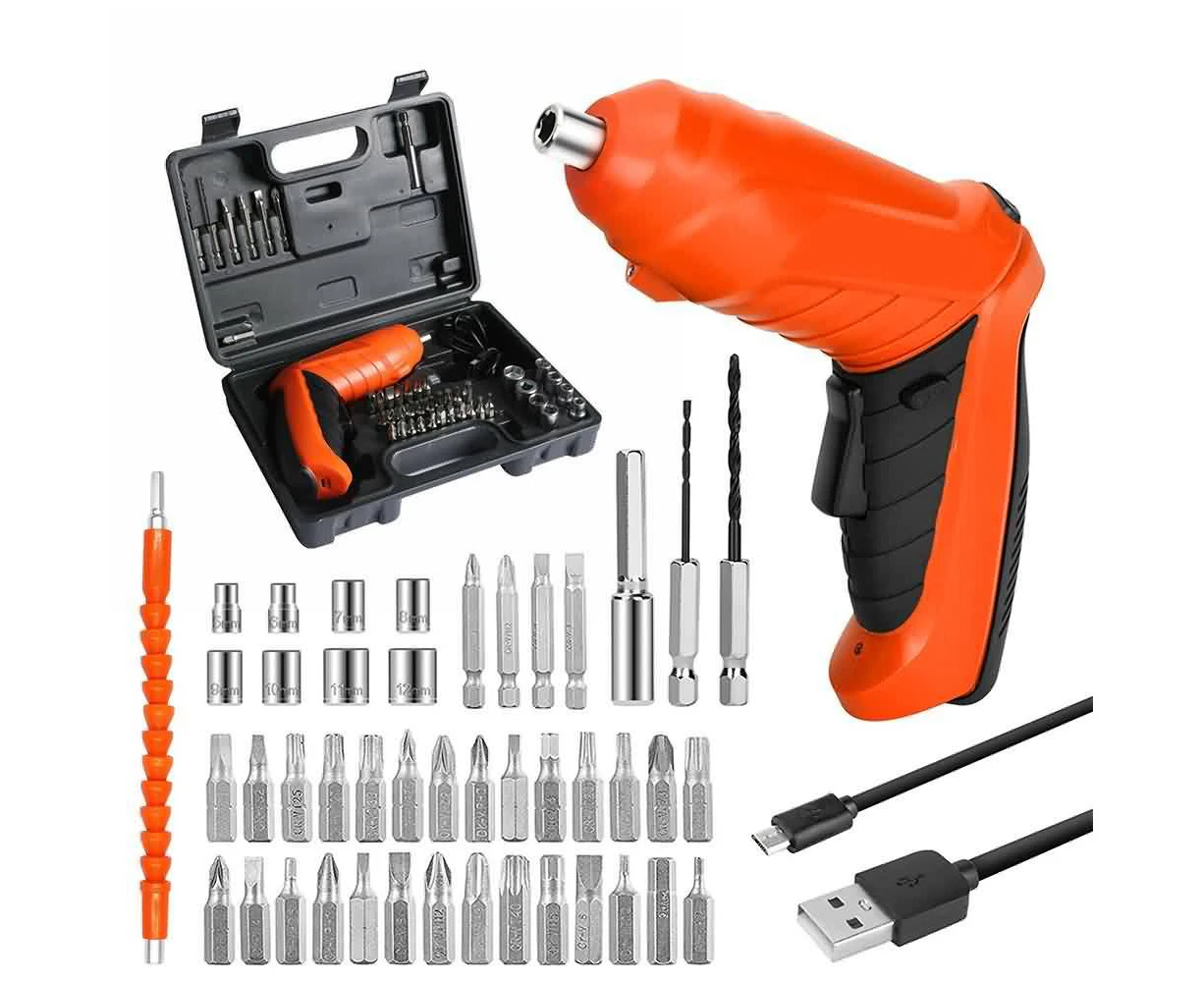 45Pcs Cordless Screwdriver Rechargeable Electric Combi Power Drill Bits Tool Set