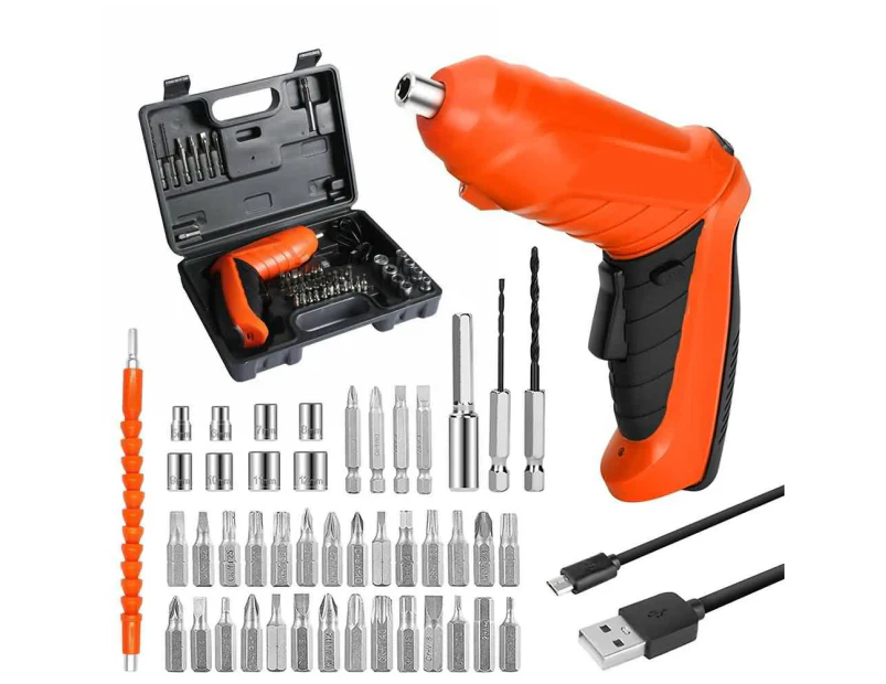 45Pcs Cordless Screwdriver Rechargeable Electric Combi Power Drill Bits Tool Set