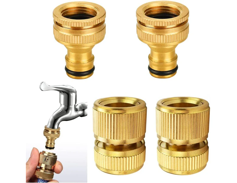 Garden Hose Connector,Quick Connect Garden Hose Connector Brass Faucet Hose Fittings 1/2 and 3/4 External Thread