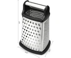 Professional Box Grater, Stainless Steel with 4 Sides