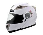 White Full Face Modular Flip Up Helmet Motorbike Road Racing Motorcycle ECE 22.05 Standard - White