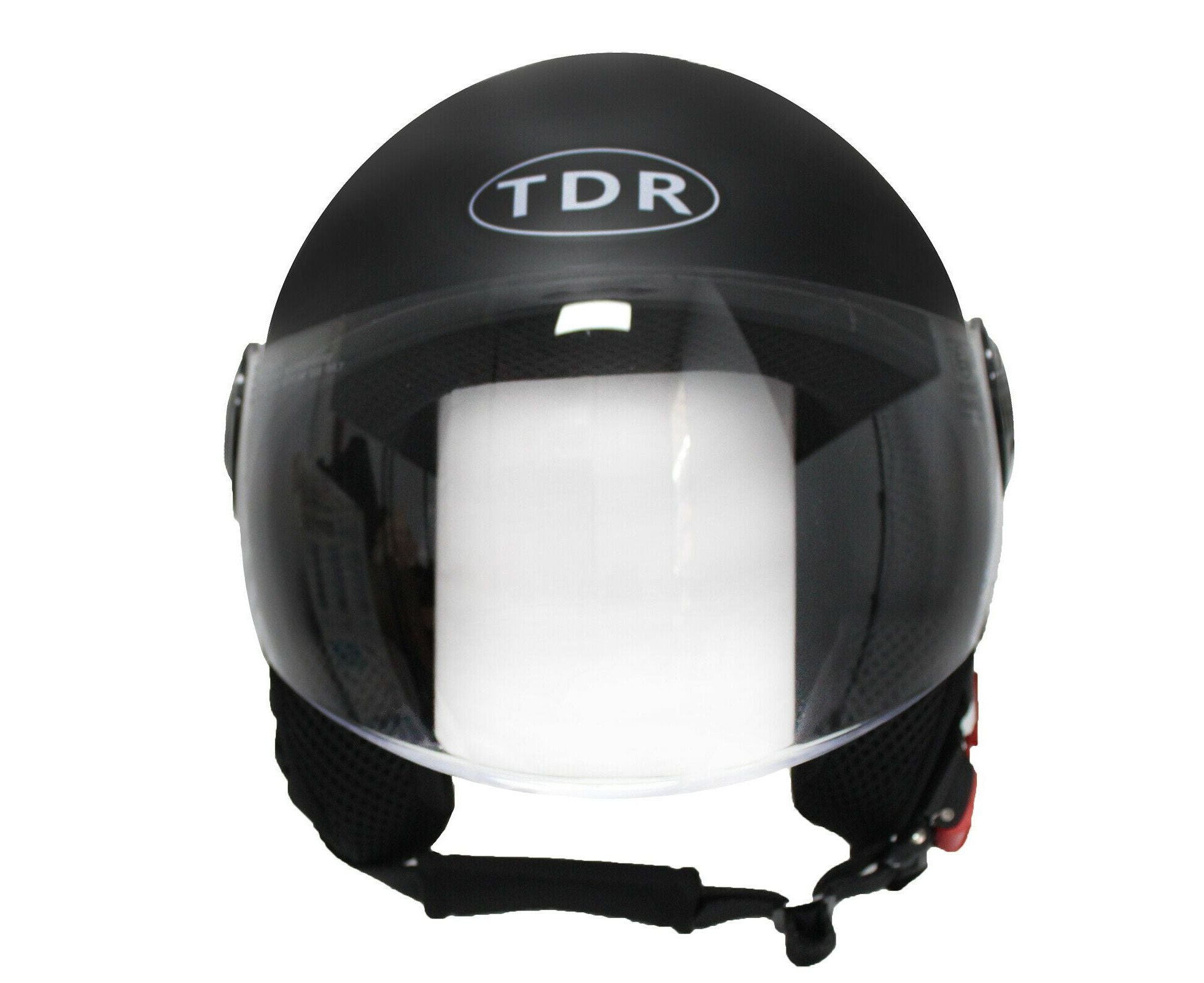 TDR Open Face Pilot Black Helmet For Motorcycle Motorbike Adult Helmet  ECE22.05 Standard - Black<!-- -->