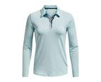 Under Armour Women's Zinger MicroStripe LS Polo - Fuse Teal/White -  Womens