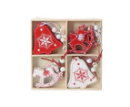 1 Set Snowflake Pattern Christmas Pendants with Storage Box Wood Xmas Ambience Festival Ornaments Home Decor-2#