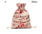 50Pcs Christmas Candy Bag with Drawstring Reusable Fabric New Year Storage Gift Pouch for Festival-7#