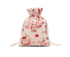50Pcs Christmas Candy Bag with Drawstring Reusable Fabric New Year Storage Gift Pouch for Festival-11#