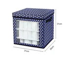 64 Grids Storage Box Christmas Style Dark Blue Portable Handle Design Storage Basket for Home-Dark Blue