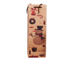 Kraft Paper Bag Cartoon Printed Christmas Pattern Handle Design Rectangular Storage Reusable Christmas Red Wine Bottle Bag for Festival-3#