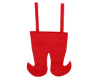 Christmas Candy Bag Cartoon Easy Access Anti-fade Large Capacity Festival Prop Tear-resistant Xmas Gift Cola Wine Storage Elf Pants Bag for Party-Red