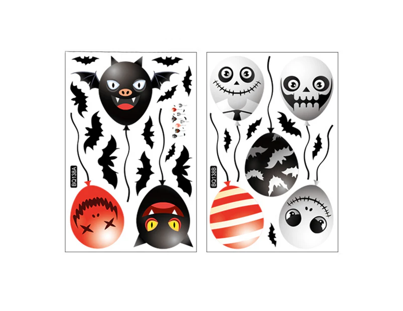2Pcs/4Pcs Glass Decal Witch Ghost Bat Festive Exquisite Decorative PVC Halloween Pumpkin Window Stickers Party Supplies-2#
