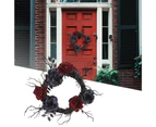Door Garland Red And Withered Rose Flower with Spider Scary Atmosphere Pendant Halloween Garland Party Wall Door Decoration for  Layout-Black & Red