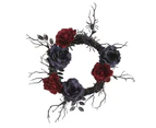 Door Garland Red And Withered Rose Flower with Spider Scary Atmosphere Pendant Halloween Garland Party Wall Door Decoration for  Layout-Black & Red