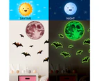 Wall Decal Removable Self-adhesive Waterproof DIY Anti-fade Festival Prop Strong Stickiness Night Glowing Halloween Party Moon Bats Window Sticker for Home