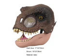 Face Cover Scared Realistic Decorative Festive Role Play Props Latex Halloween Horror Dinosaur Moving Jaw Open Mouth Headgear for Carnival Party-Tan