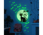 Wall Decal Removable Anti-fade Waterproof Fine Printing Festival Prop Peel And Stick Halloween Party Cat Moon Bats Window Sticker for Living Room