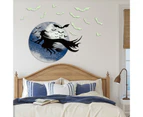 Wall Sticker Removable Anti-fade Waterproof Peel And Stick Prop Strong Stickiness Glow in The Dark  Witch Moon Bats Halloween Window Decal Party Supplies