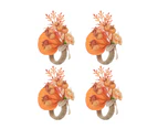4Pcs Napkin Ring Creative Exquisite Long Lasting Halloween Pumpkin Maple Leaf Napkin Buckle for Home-3#