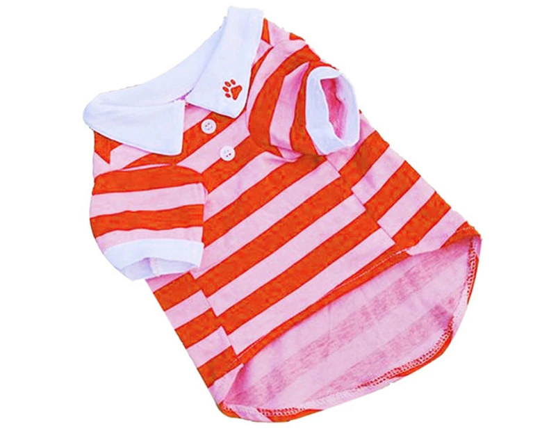 Dog Puppy Summer Cute Paw Striped Pattern Pet Shirt Tee Clothes Costume-Red M