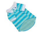 Dog Puppy Summer Cute Paw Striped Pattern Pet Shirt Tee Clothes Costume-Sky Blue L