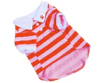 Dog Puppy Summer Cute Paw Striped Pattern Pet Shirt Tee Clothes Costume-Red S