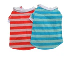 Dog Puppy Summer Cute Paw Striped Pattern Pet Shirt Tee Clothes Costume-Red M