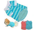 Dog Puppy Summer Cute Paw Striped Pattern Pet Shirt Tee Clothes Costume-Sky Blue M
