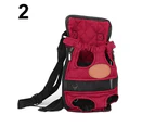 Dog Cat Puppy Head Legs Out Carrier Canvas Backpack Outdoor Travel Bag-Red S