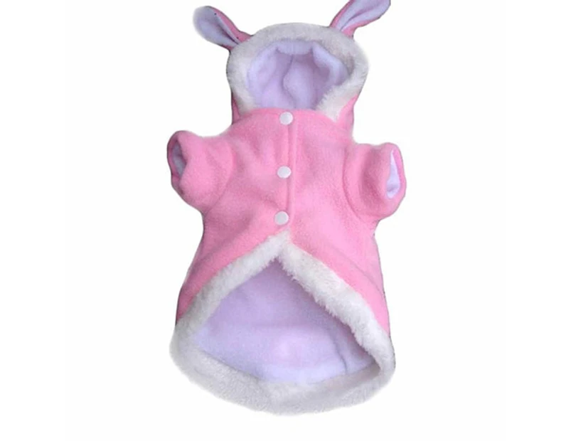 Winter Comfy Warm Cute Rabbit Costume Hoodie Pet Dog Puppy Clothes Coat Apparel-Pink S