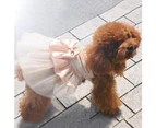 Female Pet Dog Party Apparel Imitated Silk Bowknot Sequined Princess Tutu Dress-Navy Blue M