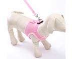 Pet Harness Soft Lightweight Portable Colorful Breathable Pet Harness for Hiking-Pink L