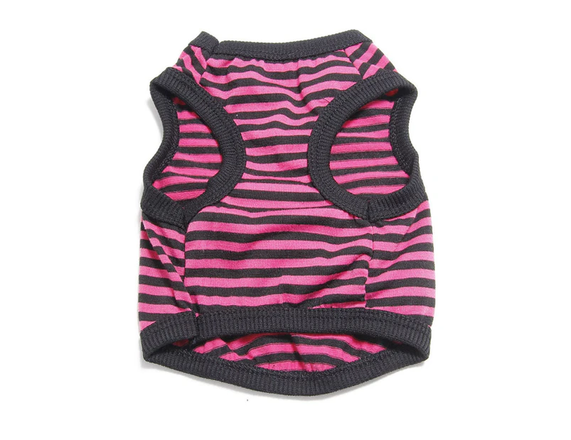 Adorable Stripe Pet Dog Puppy Cat Vest Clothes Costume Breathable Apparel Outfit-Pink S