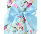 Pet Clothes Super Soft Bow-knot Ornament Cotton Dog Floral Print Sling Dress Pet Garment Decor Pet Supplies-Blue S