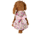 Pet Clothes Super Soft Bow-knot Ornament Cotton Dog Floral Print Sling Dress Pet Garment Decor Pet Supplies-Pink M