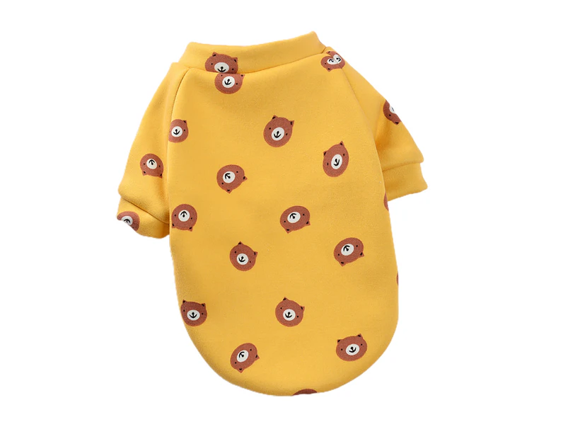 Pet Sweatershirt Cartoon Printing Round Neck Cotton Dog Two-legged Pullover Costume for Daily Life-Yellow Bear XS