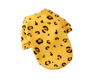 Pet Sweatershirt Cartoon Printing Round Neck Cotton Dog Two-legged Pullover Costume for Daily Life-Yellow + Leopard Print XS
