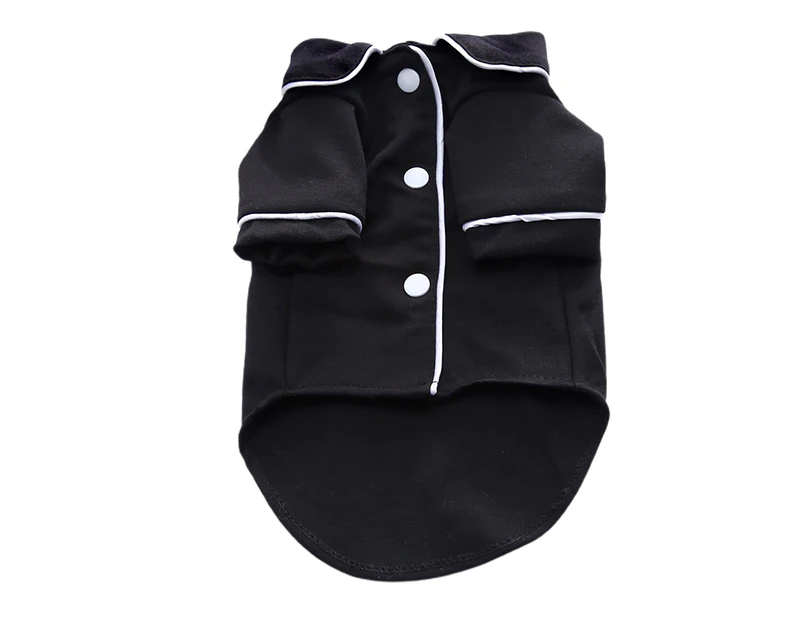 Pet Pajamas Lapel Design Skin-friendly Cotton Dog Two-legged Shirt for Indoor-Black XS