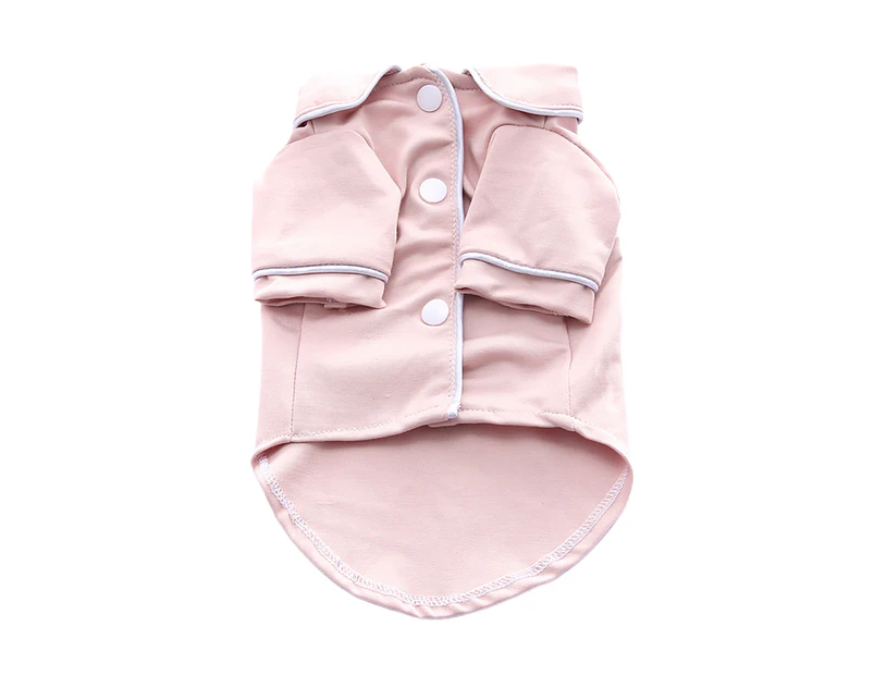 Pet Pajamas Lapel Design Skin-friendly Cotton Dog Two-legged Shirt for Indoor-Pink L