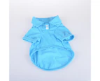 Pet Shirt Lapel Design Sweat-absorbent Solid Color Dog Two-legged T-shirt for Summer-Blue M