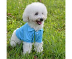 Pet Shirt Lapel Design Sweat-absorbent Solid Color Dog Two-legged T-shirt for Summer-Blue S
