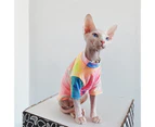 Pet Shirt Multi-color Skin-friendly Cotton Cat Two-legged T-shirt for Summer-Flower Color XS