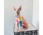 Pet Shirt Multi-color Skin-friendly Cotton Cat Two-legged T-shirt for Summer-Flower Color XL