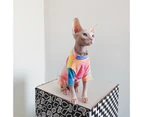 Pet Shirt Multi-color Skin-friendly Cotton Cat Two-legged T-shirt for Summer-Flower Color L