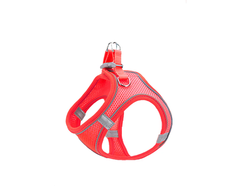 Traction Rope Reflective Breathable Nylon Pet Vest Dog Harness for Puppy-Red S