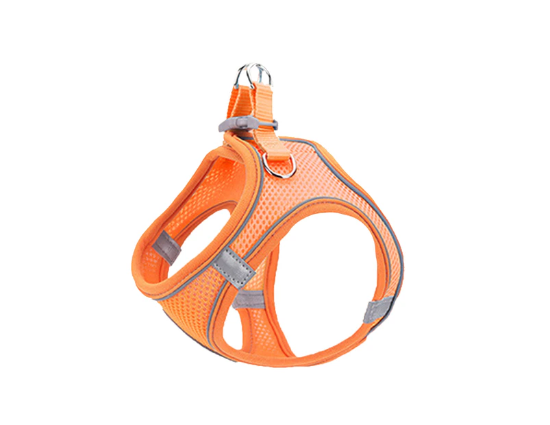 Traction Rope Reflective Breathable Nylon Pet Vest Dog Harness for Puppy-Orange XS